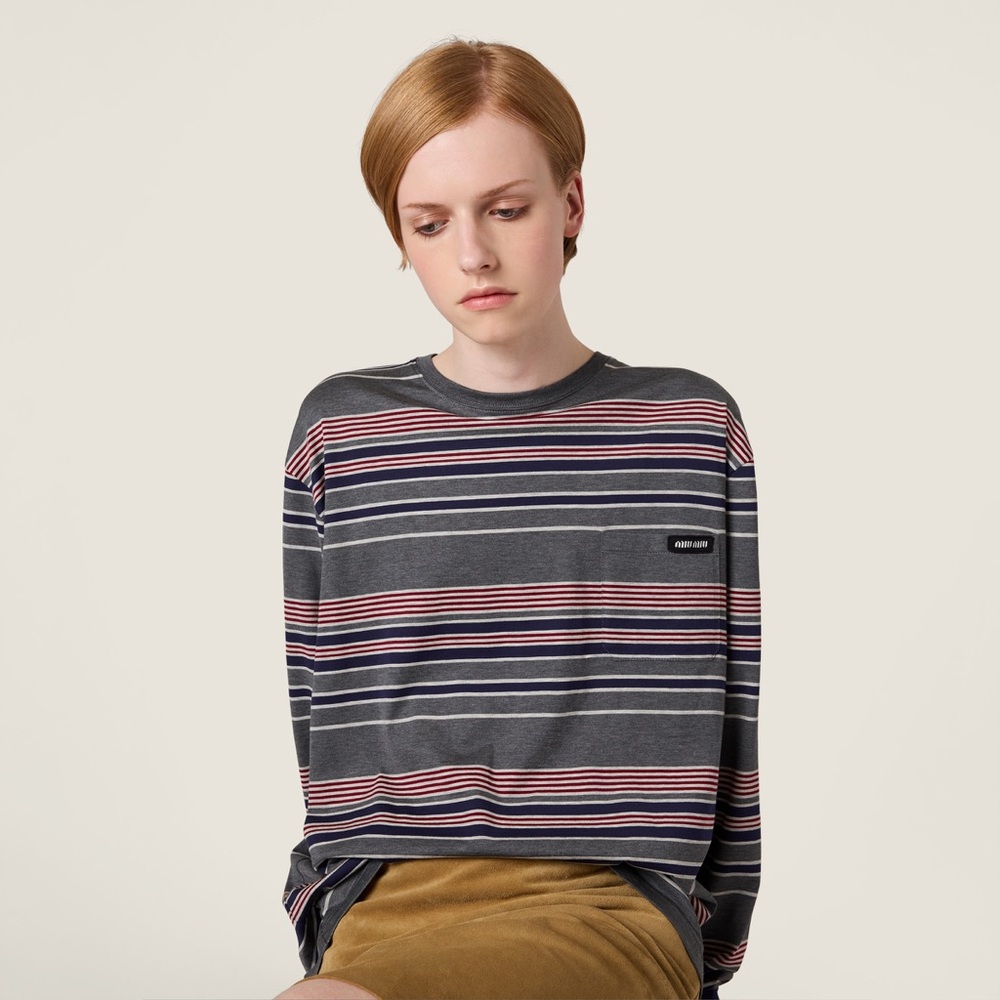 Miu Miu Striped jersey T-shirt - Picture 5 of 7